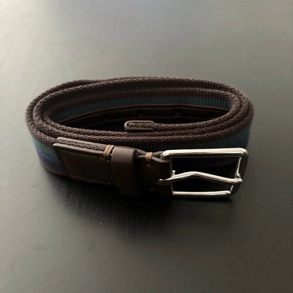 Public Opinion Woven Belt Dress Casual‎ Belt Blue Green Brown Size 32 Men's